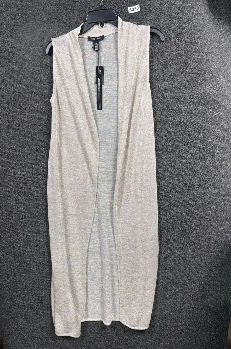 White House Black Market Sleeveless Airy Swit Duster Sweater Womens XXS Sea Sand